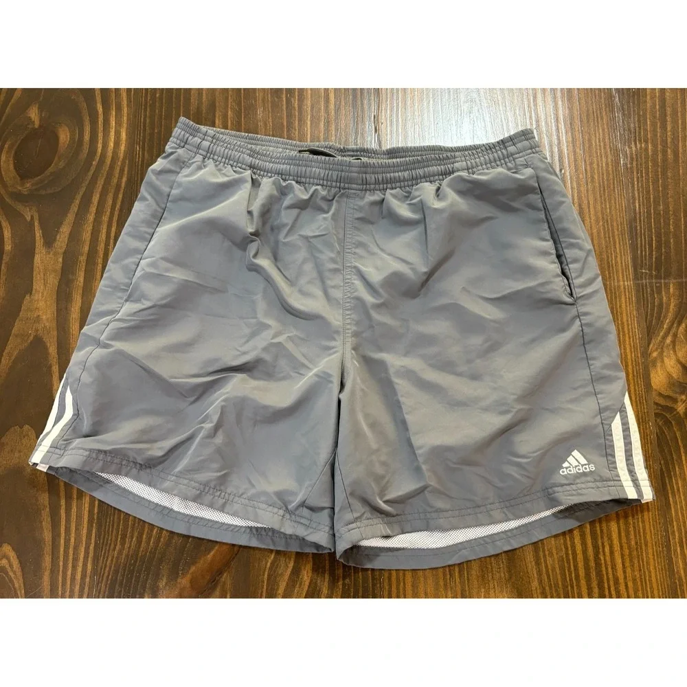 ADIDAS Athletic‎ Shorts Mens Gray Climacool Drawstring Running Gym